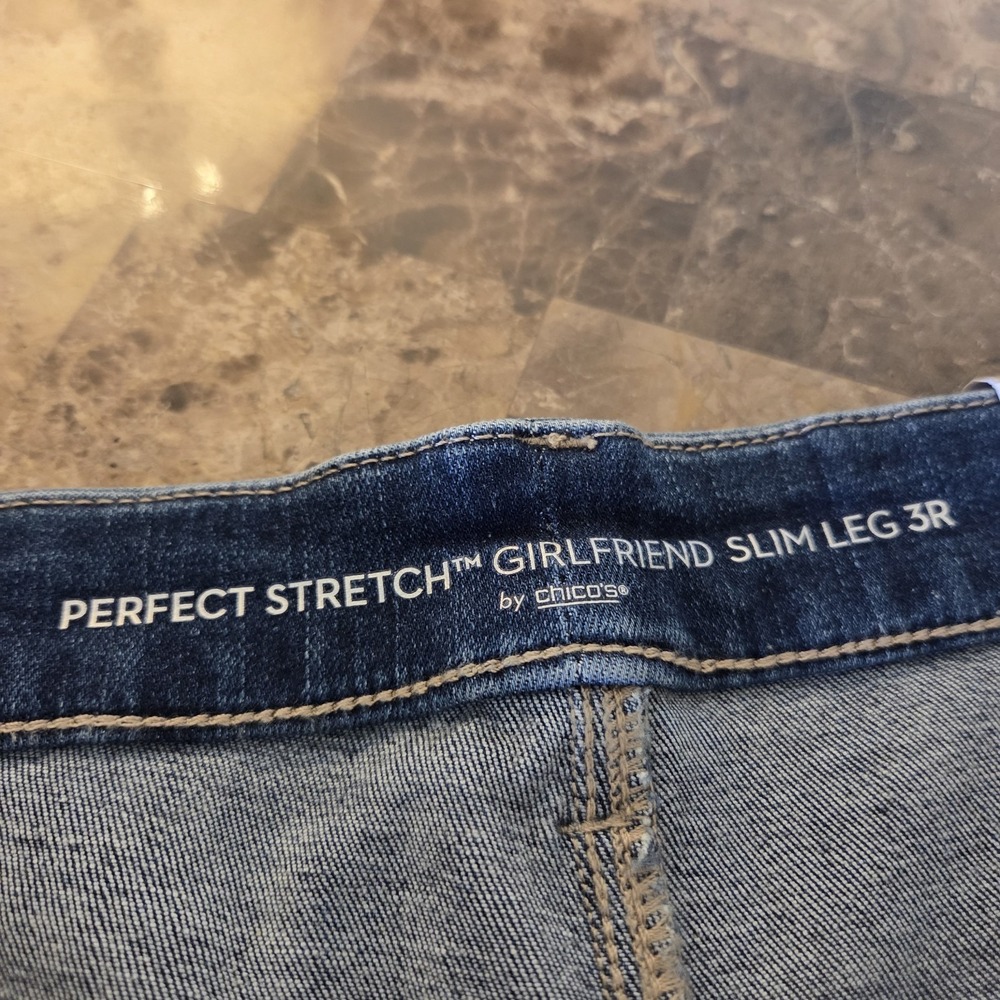 Chico's sz 3R Perfect Stretch Girlfriend Slim Leg Jeans NWT XL/16 casual denim‎ - Picture 9 of 15